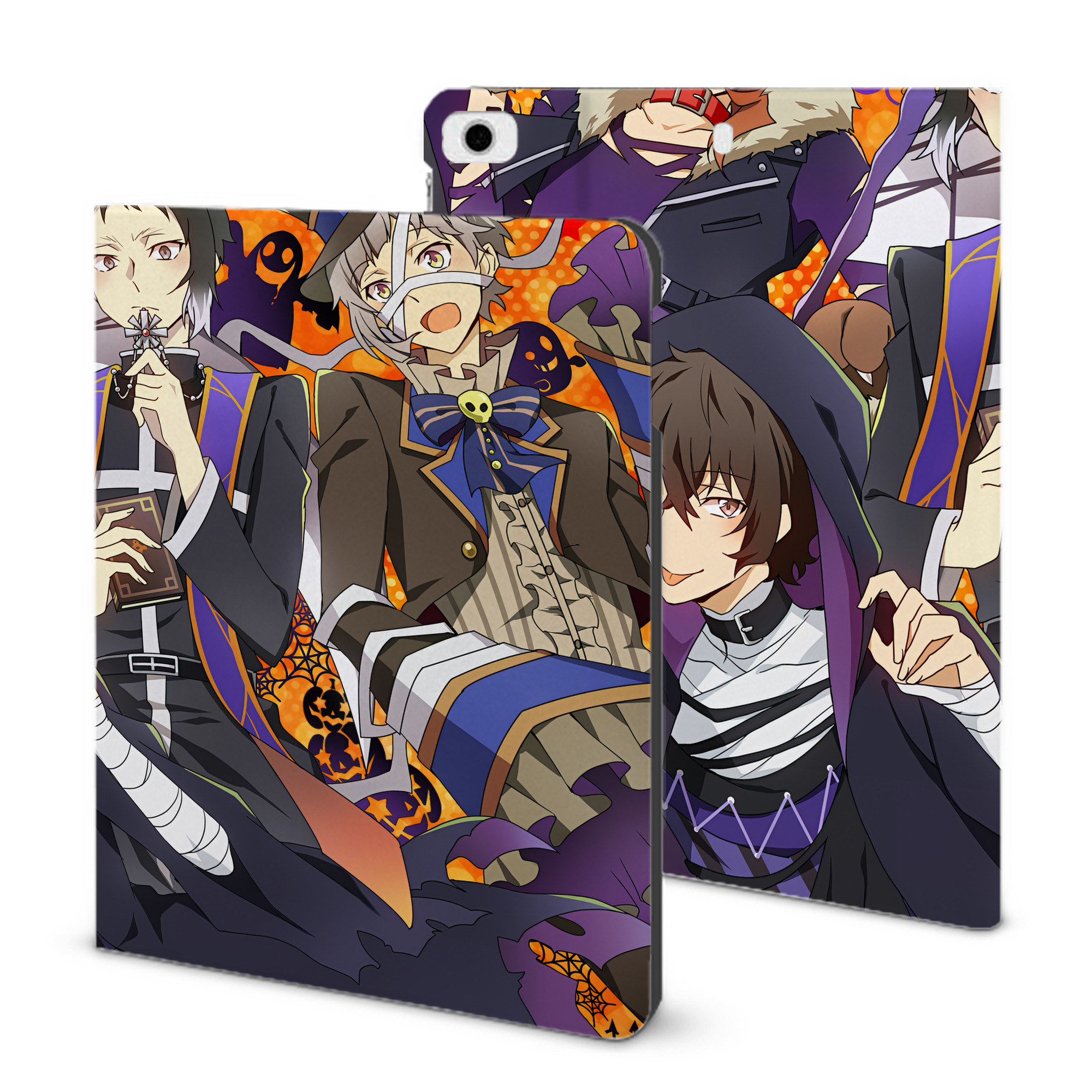 （画像用） 文豪ストレイドッグス Bungo Stray Dogs IPad ケース ブック型 PUレザー TPU 耐衝撃 軽量 薄型 ペン収納なし 全面保護 IPad 各モデル対応